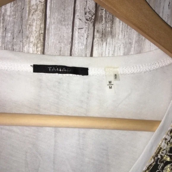 Tahari White Printed Neck Blouse - Picture 3 of 3